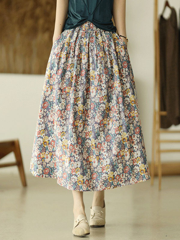 Original Floral Cotton-Blend A-Line Skirt