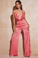 Dalia Satin Backless Lace-Up Jumpsuit