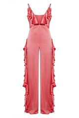 Dalia Satin Backless Lace-Up Jumpsuit