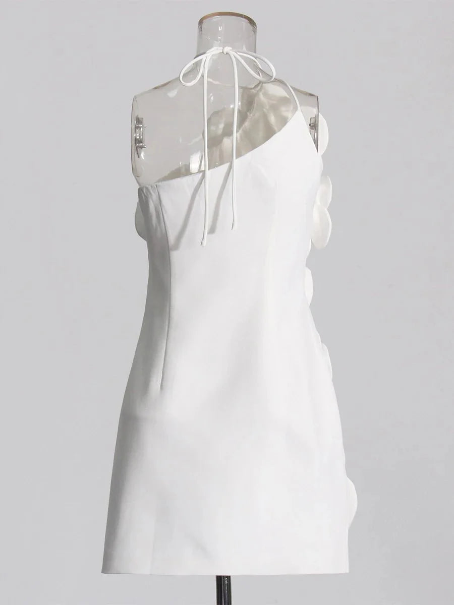 Asymmetrical Neckline High Waist Mini Dress