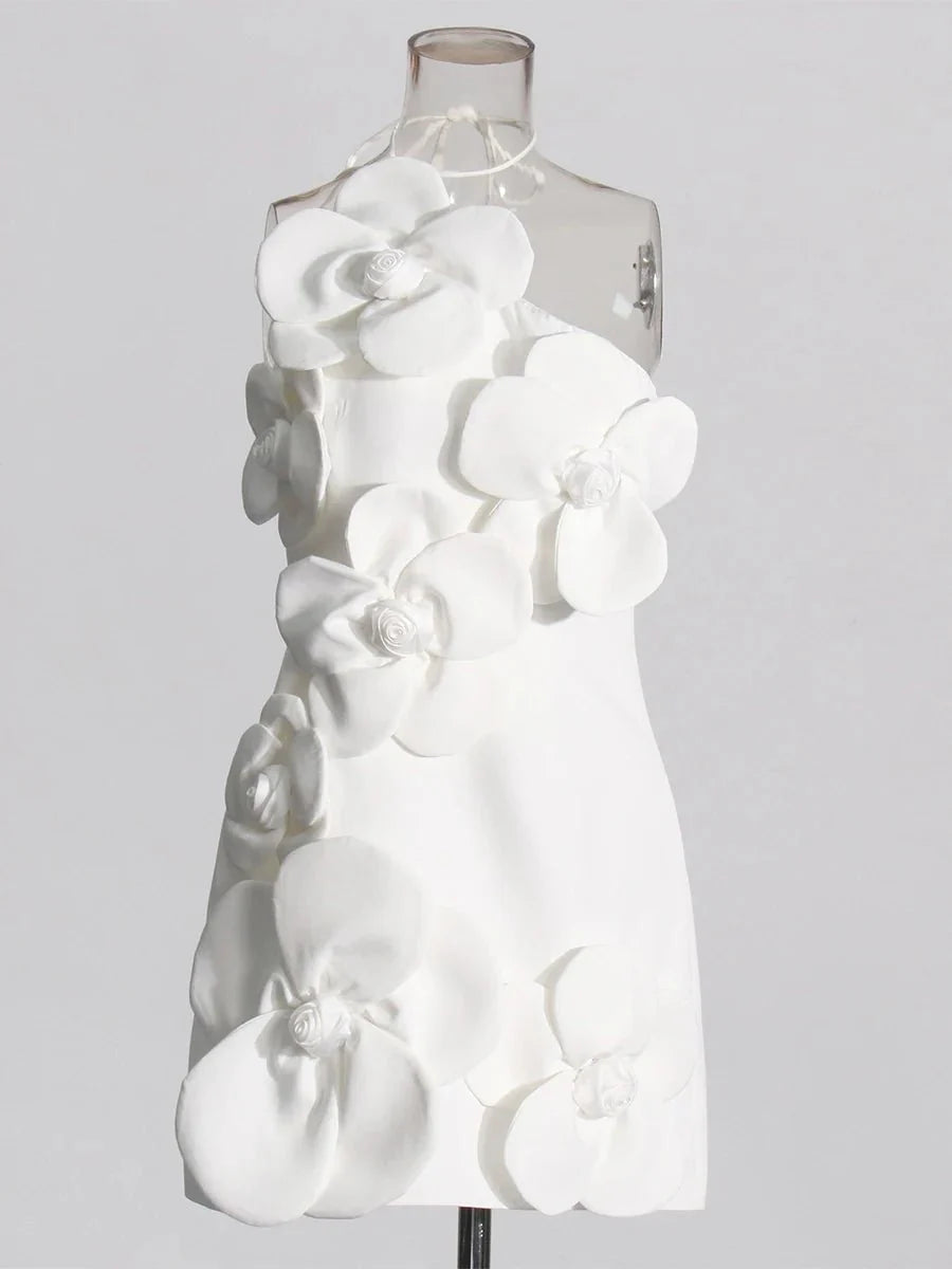 Asymmetrical Neckline High Waist Mini Dress