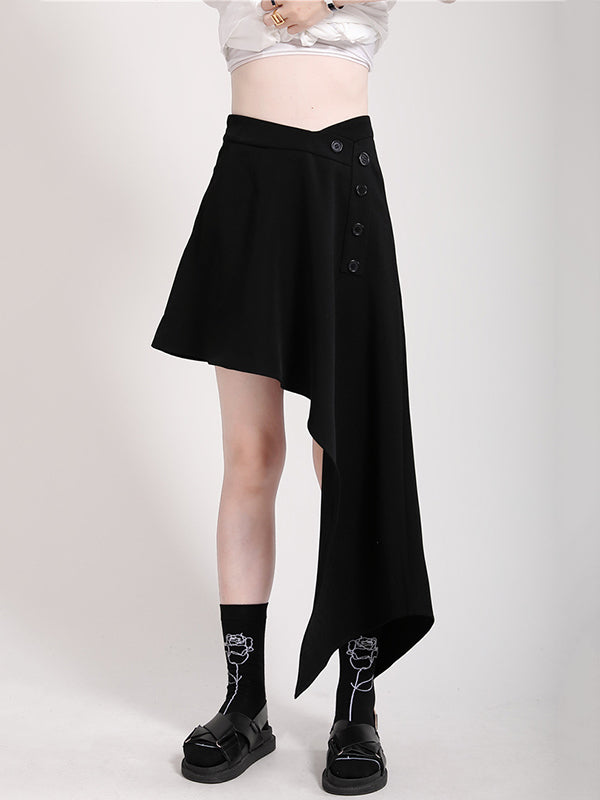 Stylish Irregular Split-Joint Black Skirt