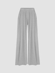 Elasticity Solid Color Split-Joint Loose Plus Size Trousers Pants