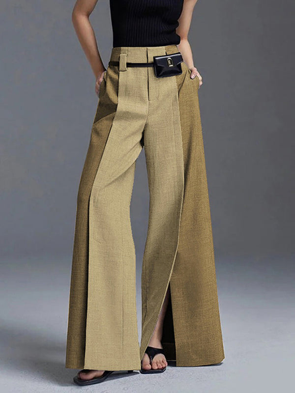Split-Front Loose Wide Leg Trousers Casual Pants Bottoms