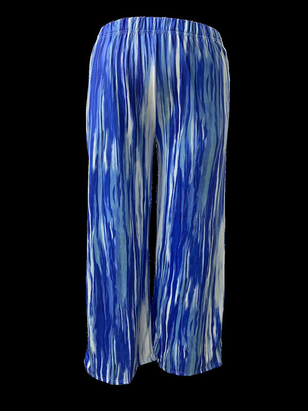 Elasticity Striped Loose Plus Size Trousers Pants