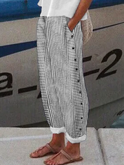Women's Striped Casual Buttoned Pants.