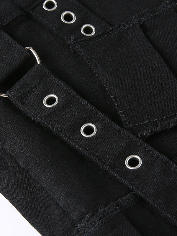 Low-Rise Pleated Mini Skirt In Black