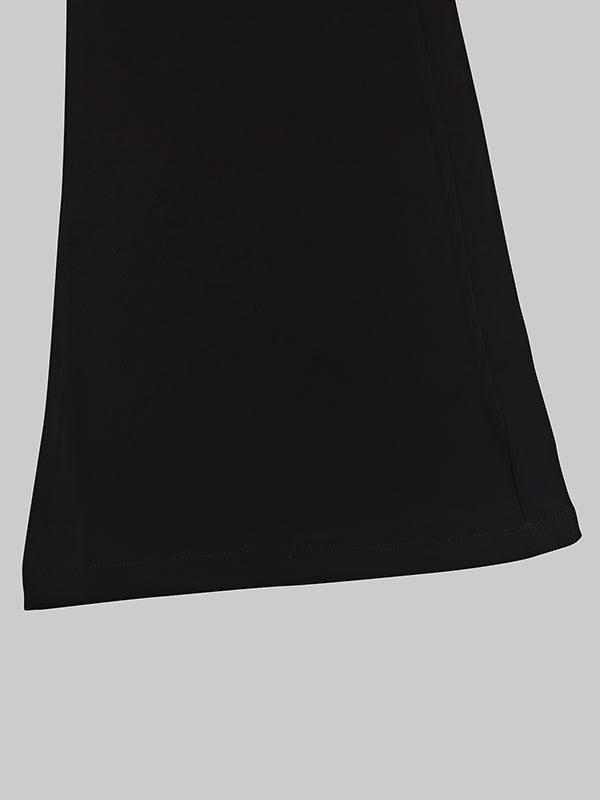 High-Waisted Solid Color Loose Wide Leg Trousers Pants