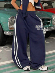 Loose Letter Print Wide-Leg Pants