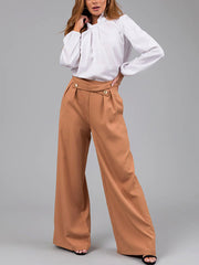 Pleated Split-Joint High Waisted Loose Trousers Pants