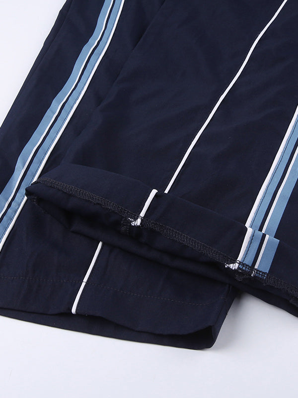 Loose Striped Print Wide-Leg Pants
