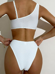 Solid Color Sexy Tight Steel Ring Split Body Swimsuit