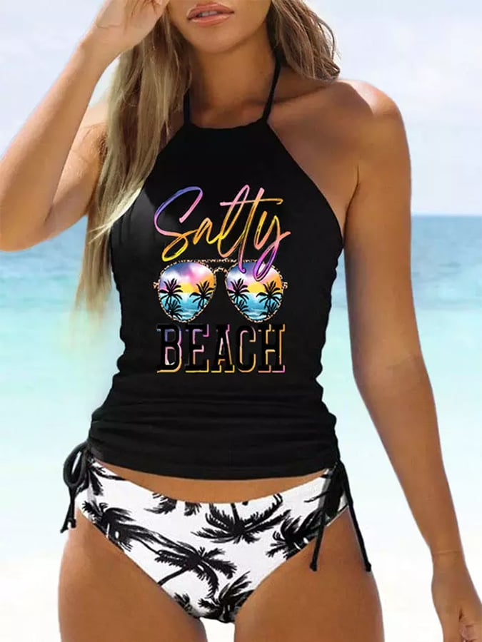 Vacation Coconut Tree Print Swimsuit