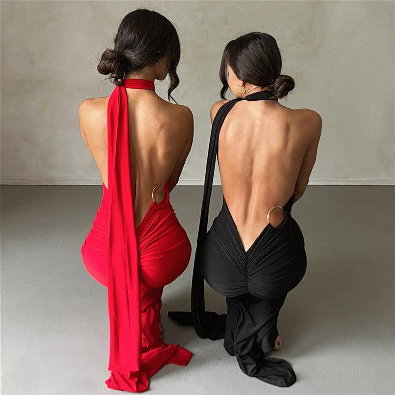 Athens Backless Halter Dress