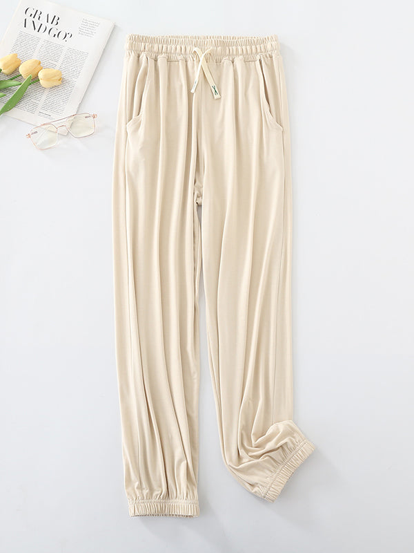 Anti-Mosquito Drawstring Elasticity Pleated High Waisted Loose Yoga Bottoms Pants