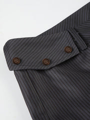 Striped Flared Straight Pants In Dark Gray