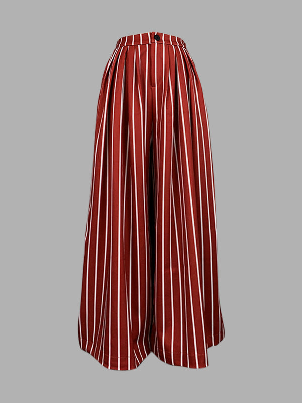 Striped Loose Wide Leg Trousers Casual Pants Bottoms