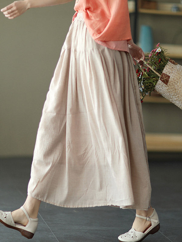 Casual Solid Color Empire A-Line Skirt
