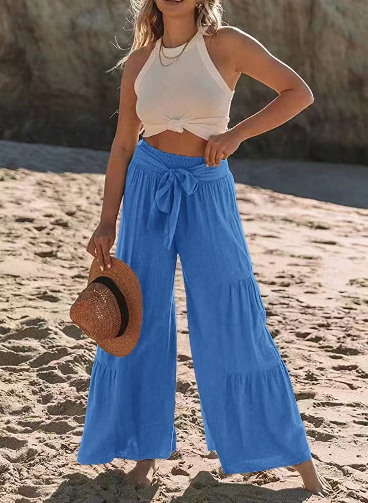 Women's High Waist Folded Wide Leg Pants