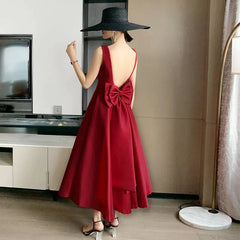 Backless Bow-tie Evening Wedding Guest Party Summer Dresses