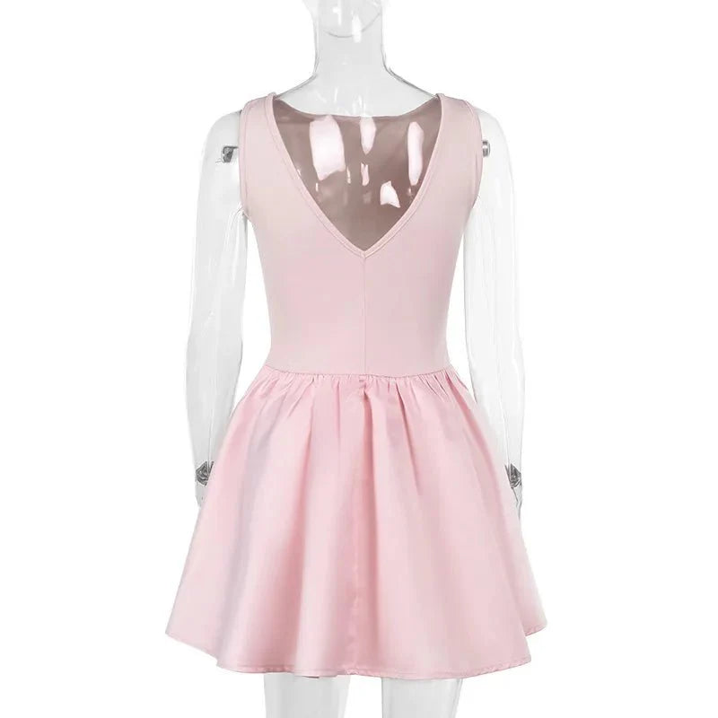 Backless Slim Pleated Short Dress