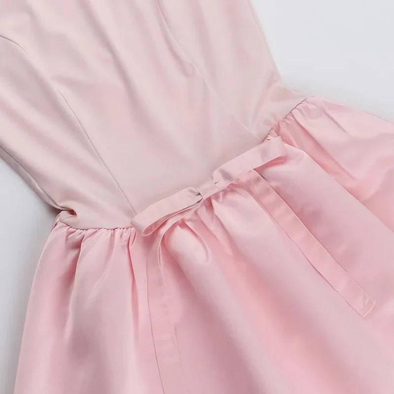 Backless Slim Pleated Short Dress