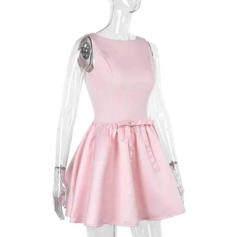 Backless Slim Pleated Short Dress