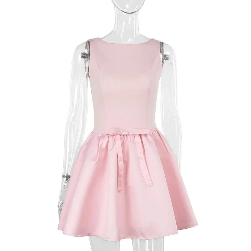 Backless Slim Pleated Short Dress