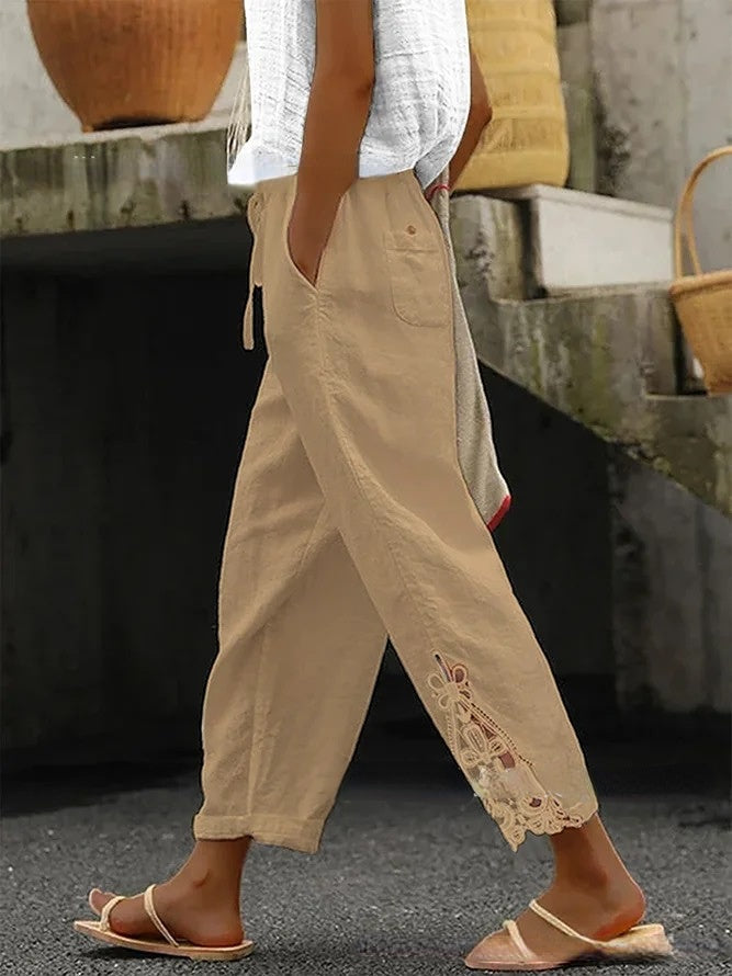 Women's Casual Lace Small Lace Patchwork Pants