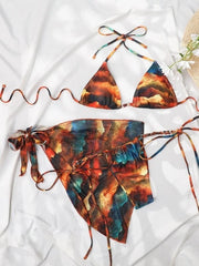 Leonie Marble Print Triangle Bikini Set