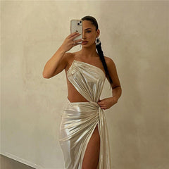 Lucia Shimmering Asymmetric Midi Dress