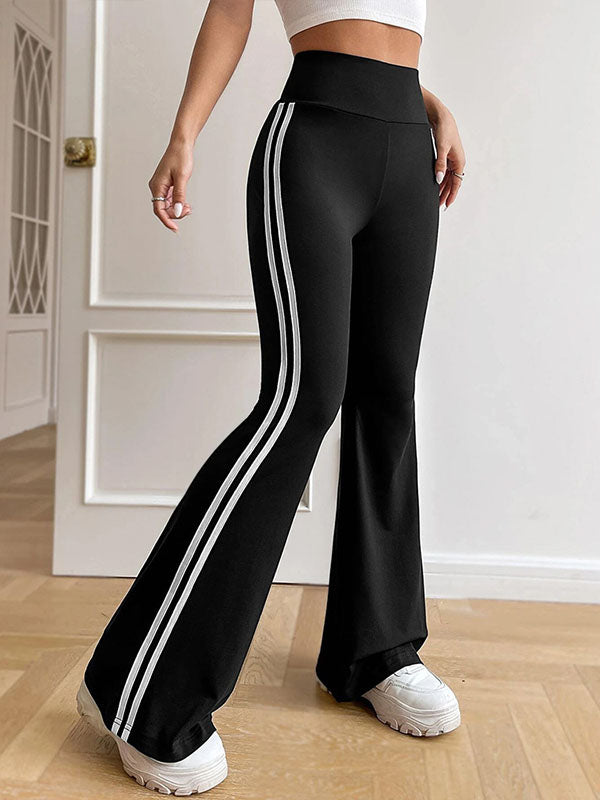 Split-Joint Striped High Waisted Wide Leg Trousers Pants