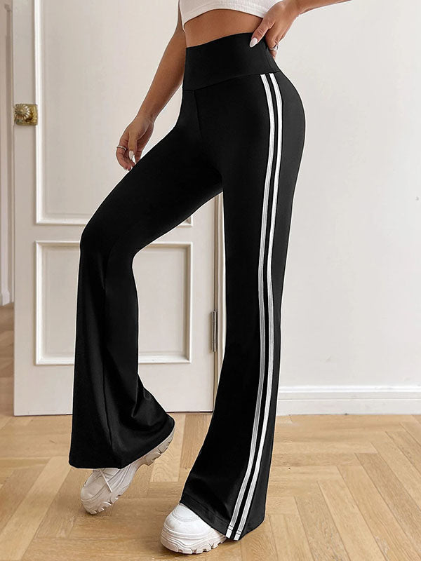 Split-Joint Striped High Waisted Wide Leg Trousers Pants