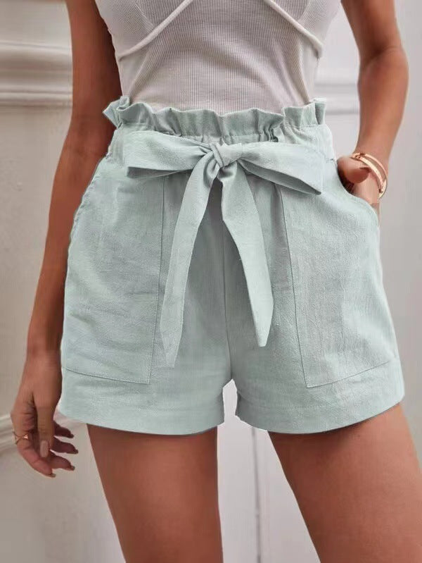 Linen pocket high waisted wide leg pants
