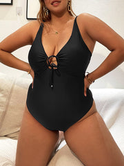 Solid Color Sexy Plus Size Bikini One Piece Swimsuit