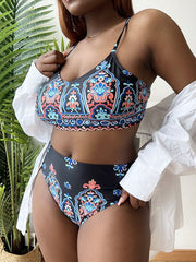 Plus Size Sexy Bikini Print Two-Piece Swimsuit