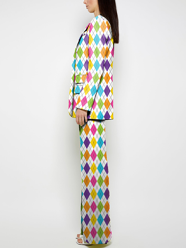 Pockets Printed Loose Wide Leg Trousers Suit Pants Pants