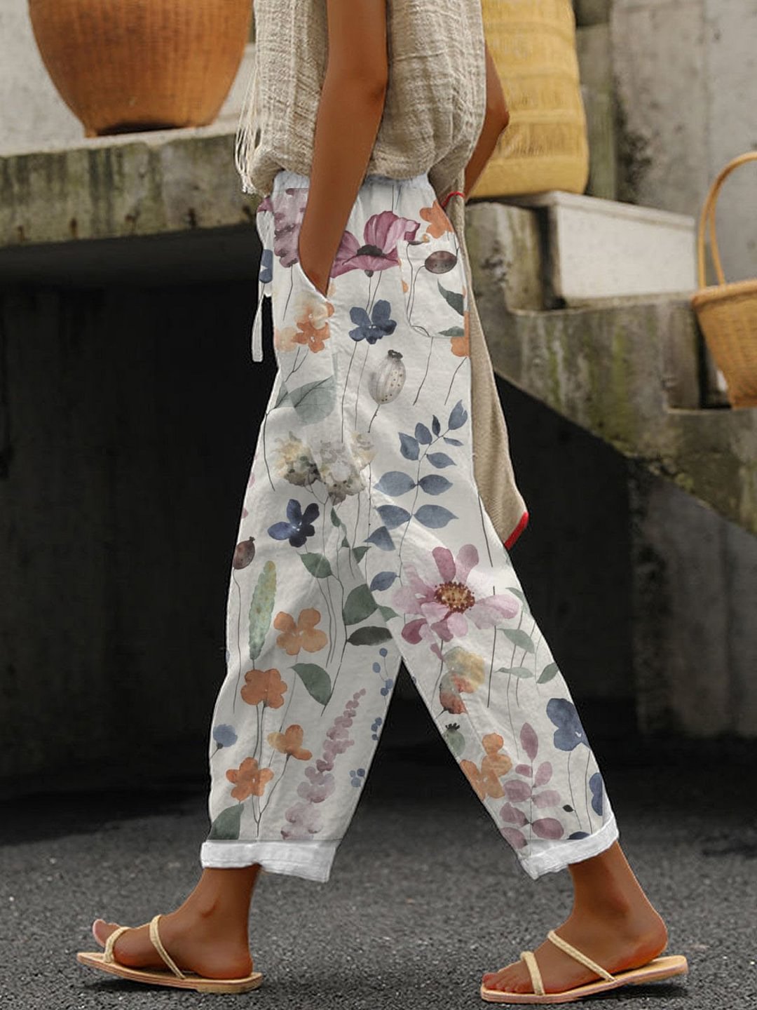 Women's Classic Floral Print Wide Leg Pants