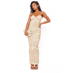 Santorini Plisse Knot Bandeau Maxi Dress
