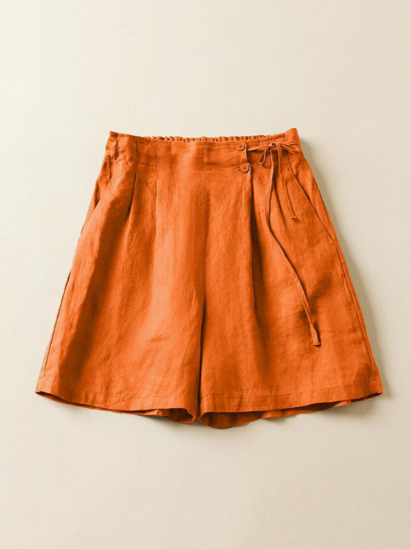 Elasticity Solid Color Loose Shorts Bottoms