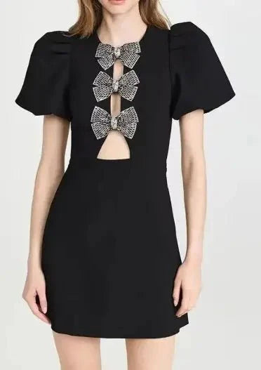 Black Backless Halter Mini Club Party Dress