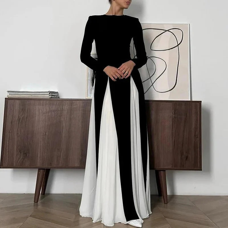 Boho Chic Contrast Striped O-Neck Knee-Length Dress