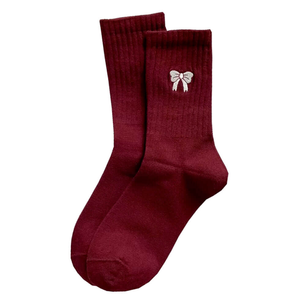 Coquette Bow Embroidery Socks