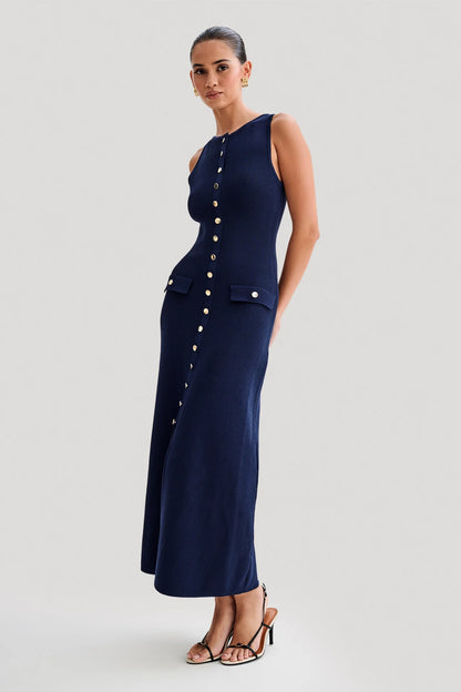 Annalise Sleeveless Button-Front Maxi Dress