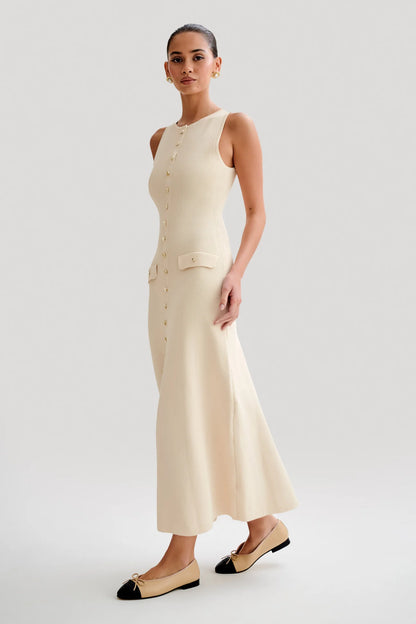 Annalise Sleeveless Button-Front Maxi Dress