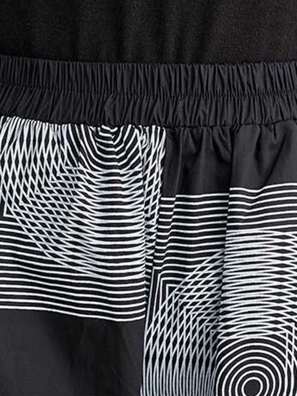 Elasticity Printed High Waisted Loose Pants Cropped Trousers