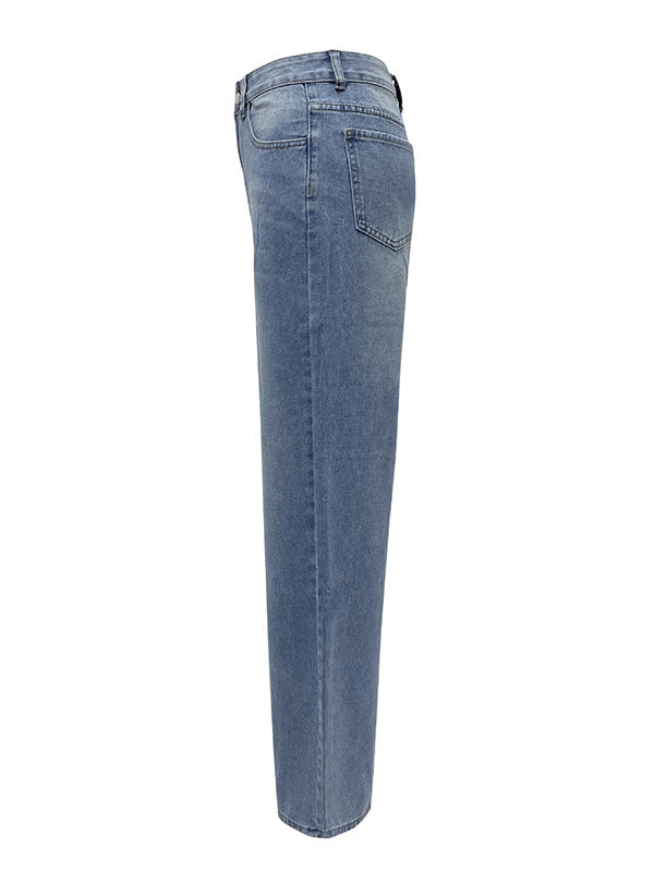 Split-Joint Loose Wide Leg Jean Pants Bottoms