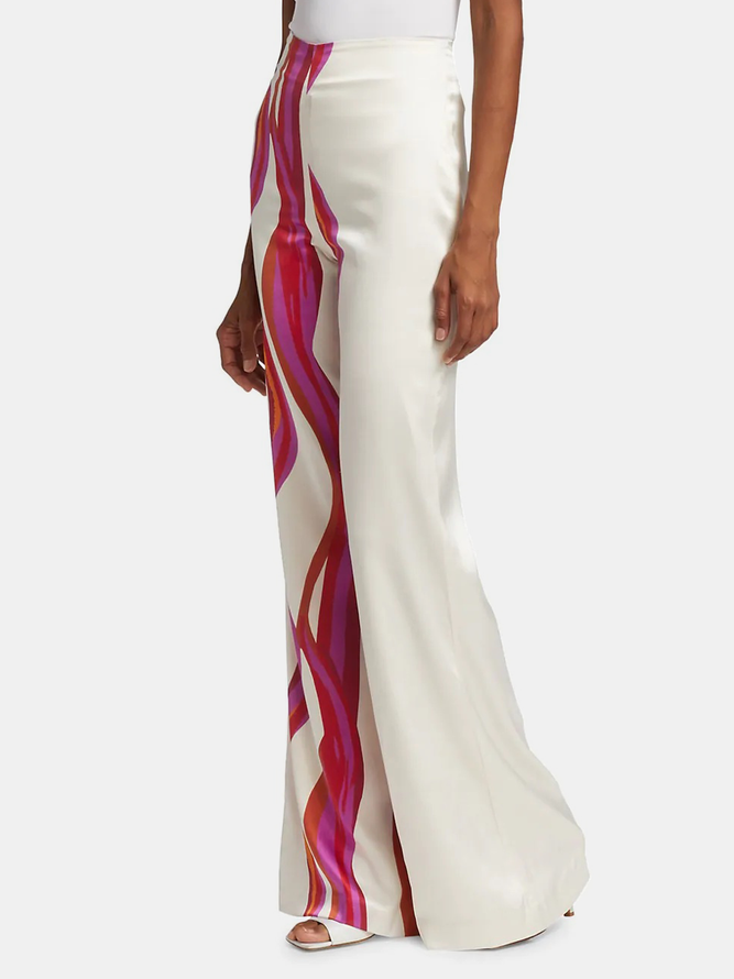 Zreei Urban Wide Leg Loose Printed Off-The-Shoulder Blouses &Casual Pants Two Pieces Set