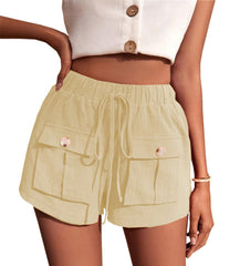 Loose Mid Rise Drawstring Straight Shorts