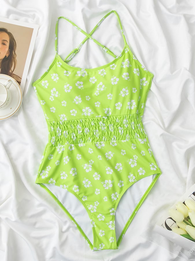 Printed Tight Floral One Piece Swimsuit